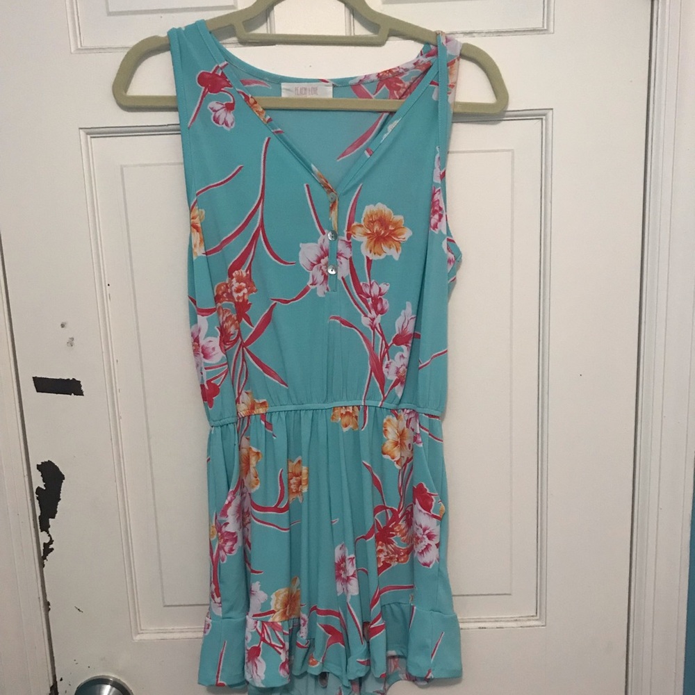 Floral blue romper